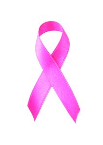 乳腺癌粉红丝带孤立在白色的
